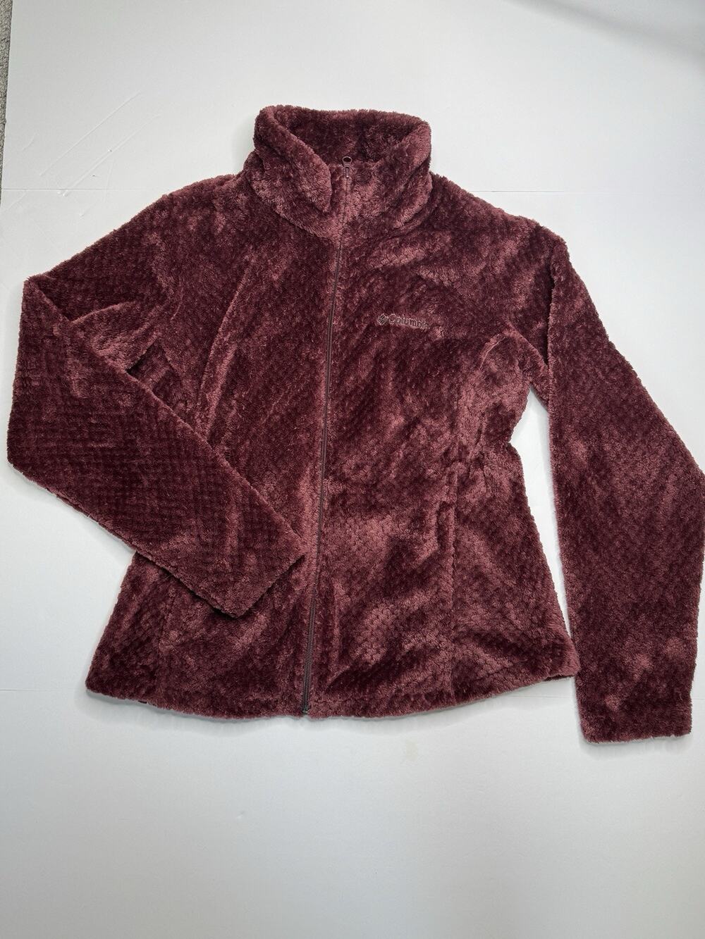 Columbia Beech Forest Womens L Burgundy Plush Fleece Jacket Full Zip Sherpa